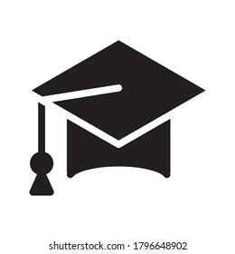 Square academic cap, Simple graduate cap silhouette icon vector illustration. on blank on white background