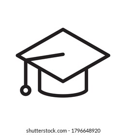 Square academic cap, Simple graduate cap silhouette icon vector illustration. on blank on white background