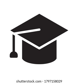 Square academic cap, Simple graduate cap silhouette icon vector illustration. on blank on white background