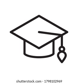 Square academic cap, Simple graduate cap silhouette icon vector illustration. on blank on white background