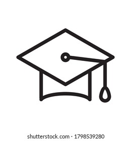 Square academic cap, Simple graduate cap silhouette icon vector illustration. on blank on white background