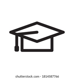 Capa académica cuadrada, ilustración vectorial de la silueta del icono del título de graduado simple sobre fondo blanco