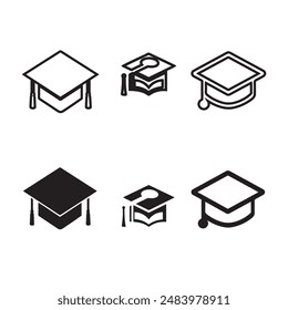 Square academic cap  Stoke art silhouette vector illustration.