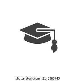 Square academic cap vector icon. filled flat sign for mobile concept and web design. Mortarboard, graduation cap glyph icon. Symbol, logo illustration. Vector graphics