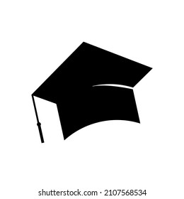 Icono cuadrado de la gorra de graduación académica. Símbolo de silueta de sombra. El sombrero estudiantil. Espacio negativo. Ilustración aislada del vector