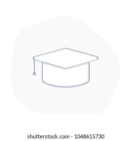 Square academic Graduation, student's or Master's hat. School, knowledge, college or university education symbol concept. Flat outline vector icon sign.