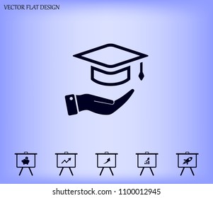 A square academic hat with a palm brush
