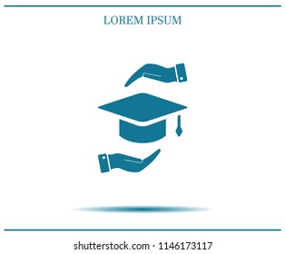 A square academic hat with a palm brush