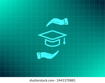 A square academic hat with a palm brush