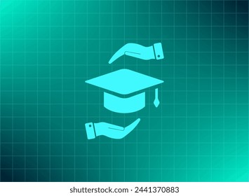 A square academic hat with a palm brush