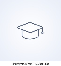 Square academic hat , vector best gray line icon on white background , EPS 10