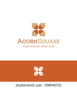 square acorn logo for creative business, shop or website