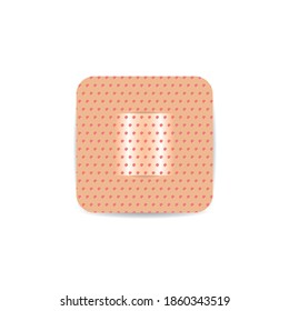 Viereckiges Pflaster einzeln auf Weiß, klebende Putzwunde für Ikone. Adhesive Bandage elastischer medizinischer Gips, Klebeband elastisch für die Heilung der ersten Hilfe.
