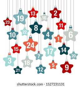 Square Advent Calendar Hanging Stars Red And Blue