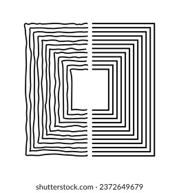 Square aesthetic hand drawn Contemporary printable pattern with abstract Minimal elegant line brush stroke trandy. Boho background in minimalist mid century style vector