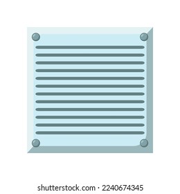 Square air vent or ventilation grate vector illustration. Cartoon drawing of part of machine or element of mechanical equipment isolated on white background. Machinery, technology, industry concept