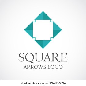 Square of all direction arrow abstract vector and logo design or template geometric business icon of company identity symbol concept