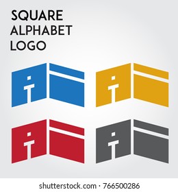 square alphabet logo and font logo