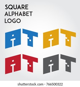 square alphabet logo and font logo