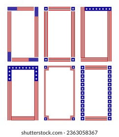 Square american flag frame. vector illustration