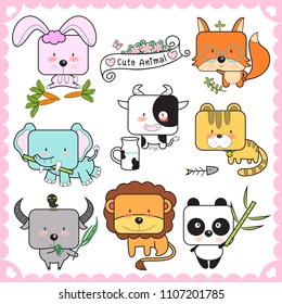Square Animal cartoon face
