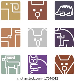 Square animal icon series - forest animals.