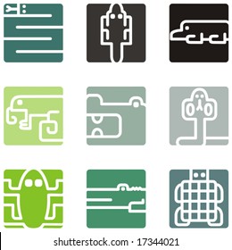 Square animal icon series - reptiles.