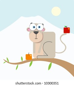 Square Animal Monkey with Big Eye