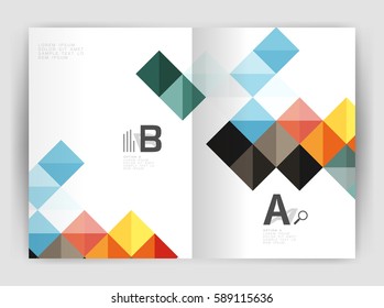 Square annual report brochure a4 print template with sample option text infographics