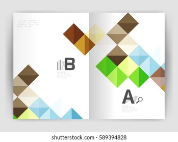 Square annual report brochure a4 print template with sample option text infographics