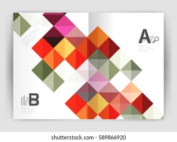 Square annual report brochure a4 print template with sample option text infographics