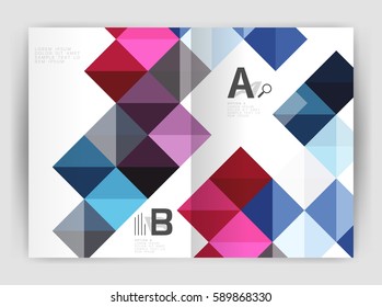Square annual report brochure a4 print template with sample option text infographics