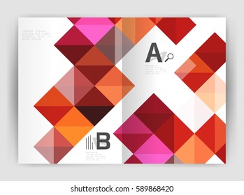 Square annual report brochure a4 print template with sample option text infographics