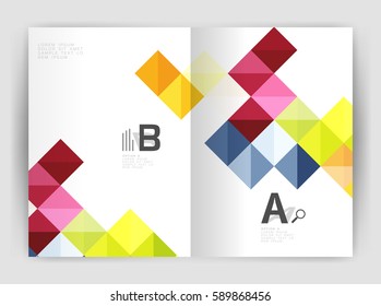 Square annual report brochure a4 print template with sample option text infographics
