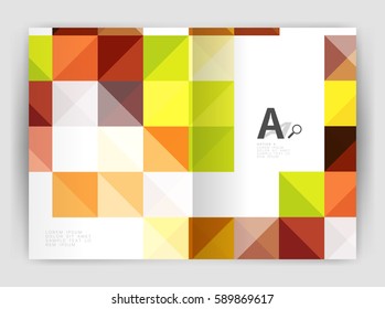 Square annual report brochure a4 print template with sample option text infographics