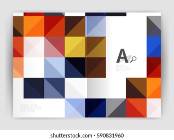 Square annual report brochure a4 print template with sample option text infographics
