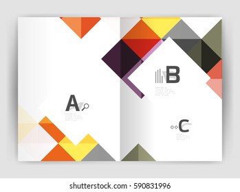 Square annual report brochure a4 print template with sample option text infographics