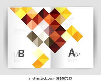 Square annual report brochure a4 print template with sample option text infographics