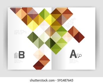 Square annual report brochure a4 print template with sample option text infographics