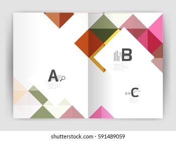 Square annual report brochure a4 print template with sample option text infographics