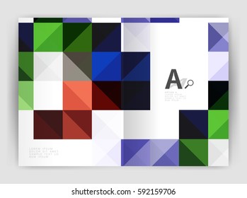 Square annual report brochure a4 print template with sample option text infographics