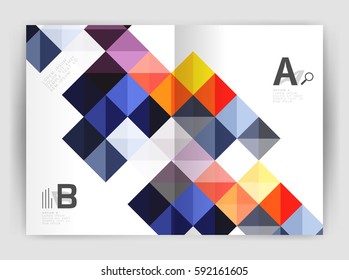 Square annual report brochure a4 print template with sample option text infographics