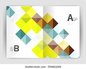 Square annual report brochure a4 print template with sample option text infographics