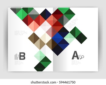 Square annual report brochure a4 print template with sample option text infographics