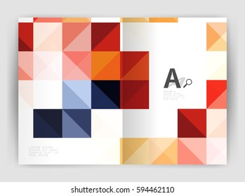 Square annual report brochure a4 print template with sample option text infographics