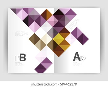 Square annual report brochure a4 print template with sample option text infographics