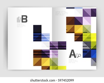 Square annual report brochure a4 print template with sample option text infographics