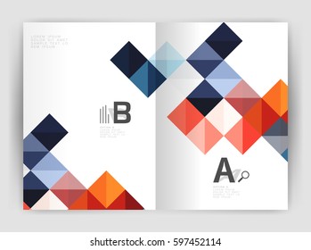 Square annual report brochure a4 print template with sample option text infographics