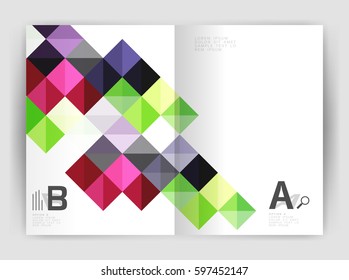 Square annual report brochure a4 print template with sample option text infographics