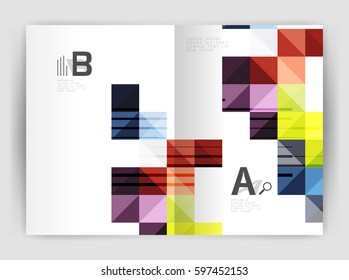 Square annual report brochure a4 print template with sample option text infographics